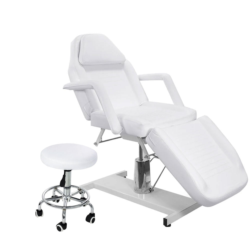 ボディ・フェイスケア BeauStage AD-BS02-W WHITE Hydraulic Chair With Stool (Facial Bed, Massage Table)