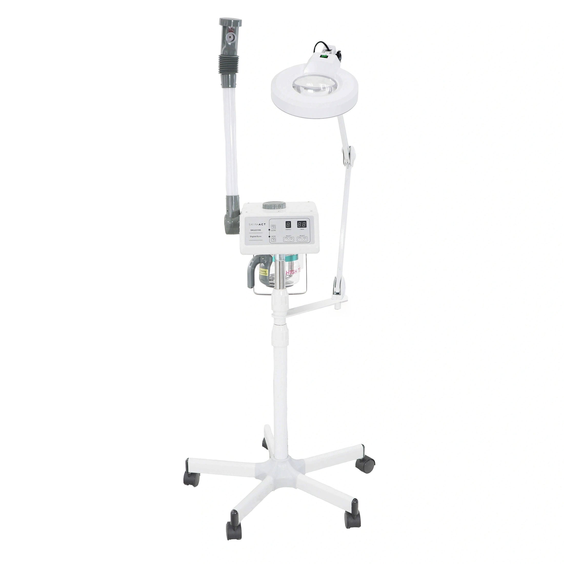 Digital Euro Facial Steamer With Aromatherapy + LED Magnifying Lamp