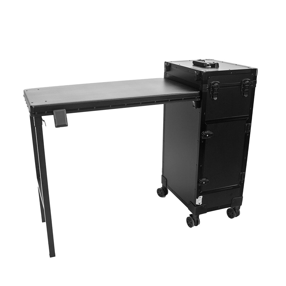 Foldable Rolling Manicure Table Case With LED Mirror, Chic By SkinAct