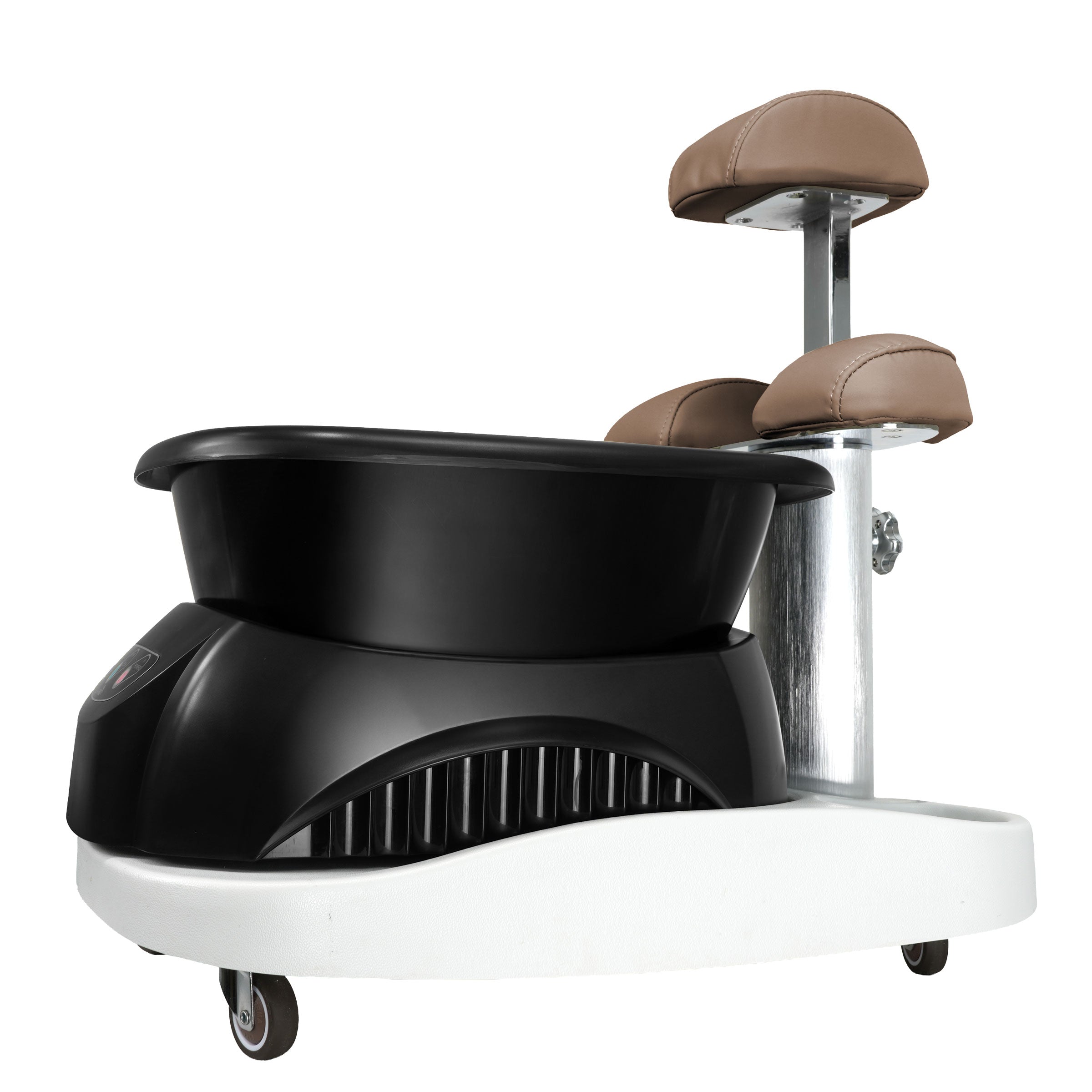 Milan Portable Foot Spa Base (sand upholstery, white base) with SkinAct CleanPedi H6 Dual-Mode Foot Bath