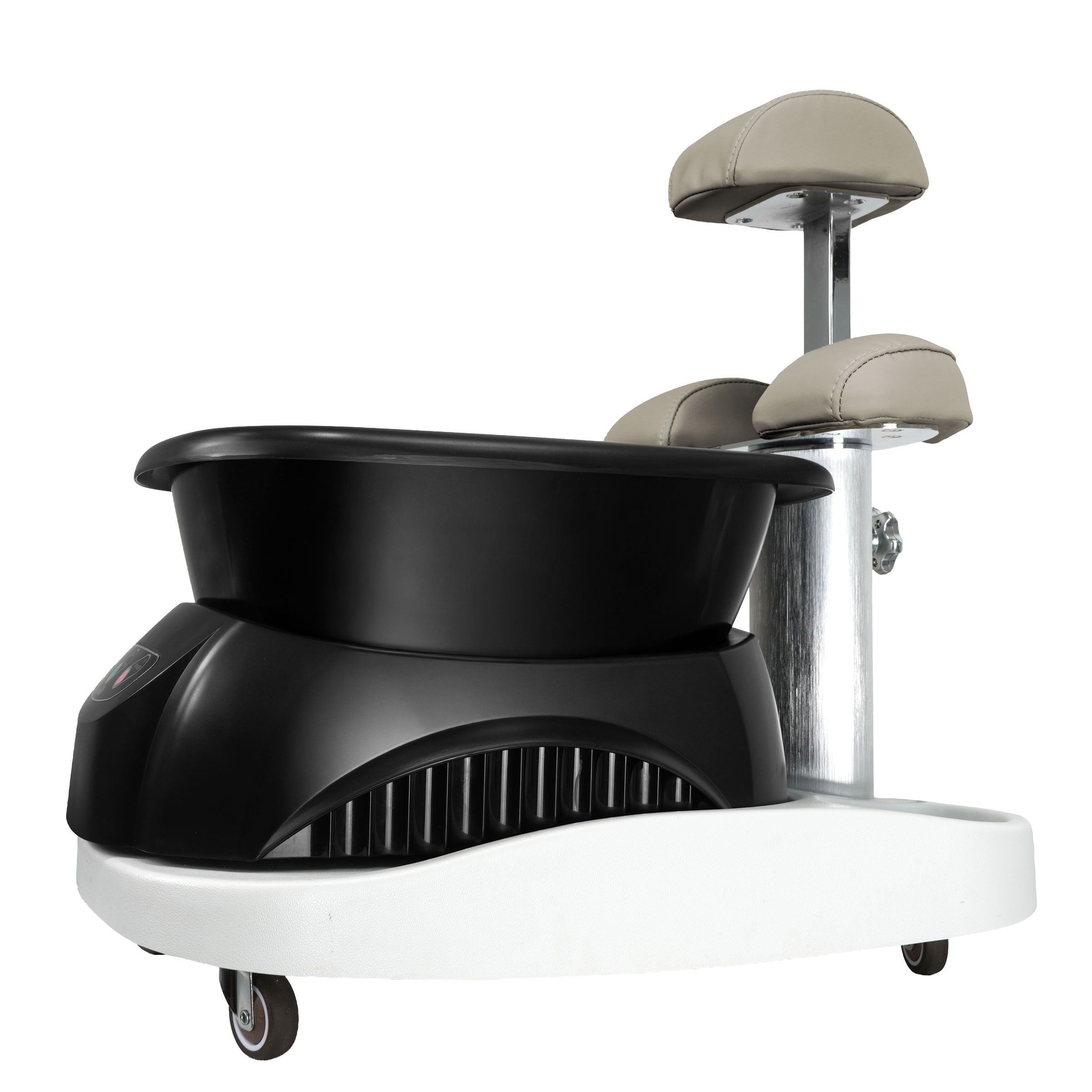 Milan Portable Foot Spa Base (taupe upholstery, white base) with SkinAct CleanPedi H6 Dual-Mode Foot Bath