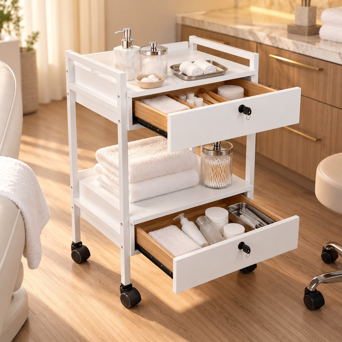 Pro Double Drawer Salon Trolley Cart