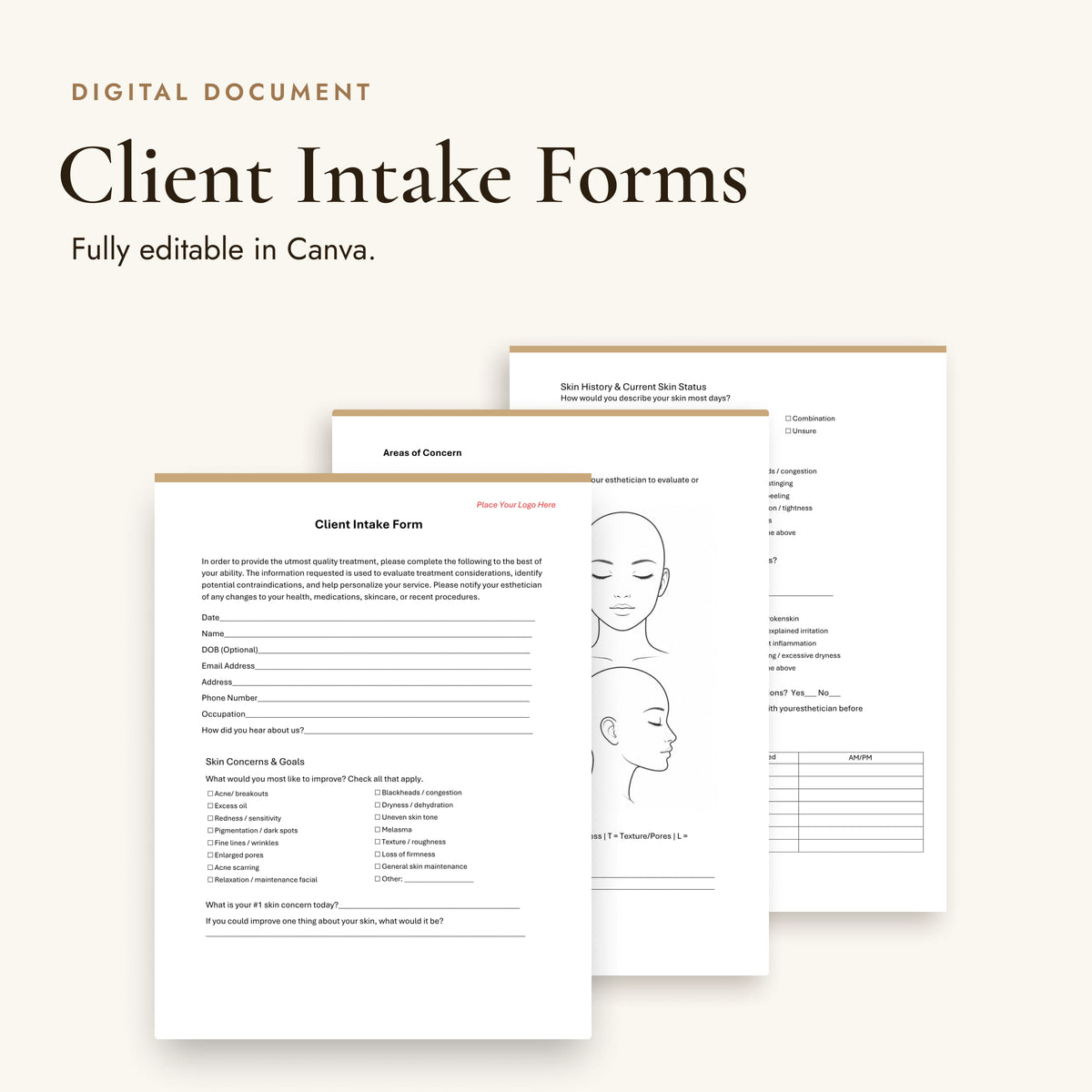 Client Intake & Skin Analysis Forms | Clinical Treatment Plan Bundle for MedSpa & Skincare Professionals