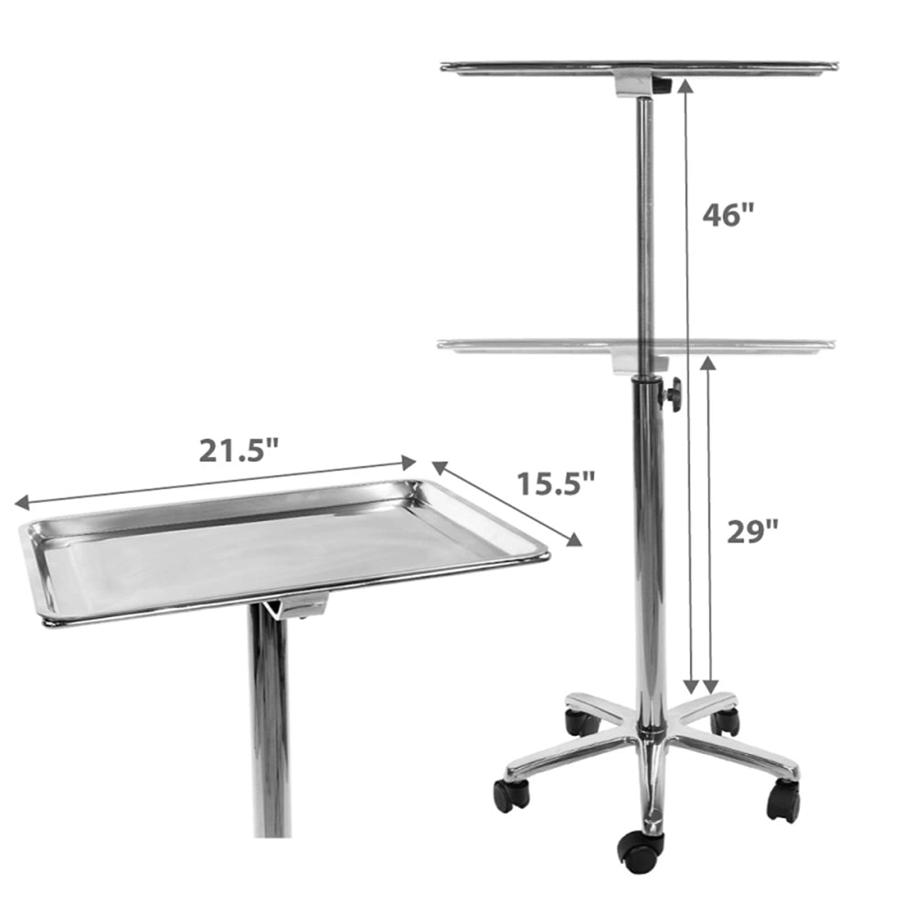 Stainless Steel Salon Tray On Wheels