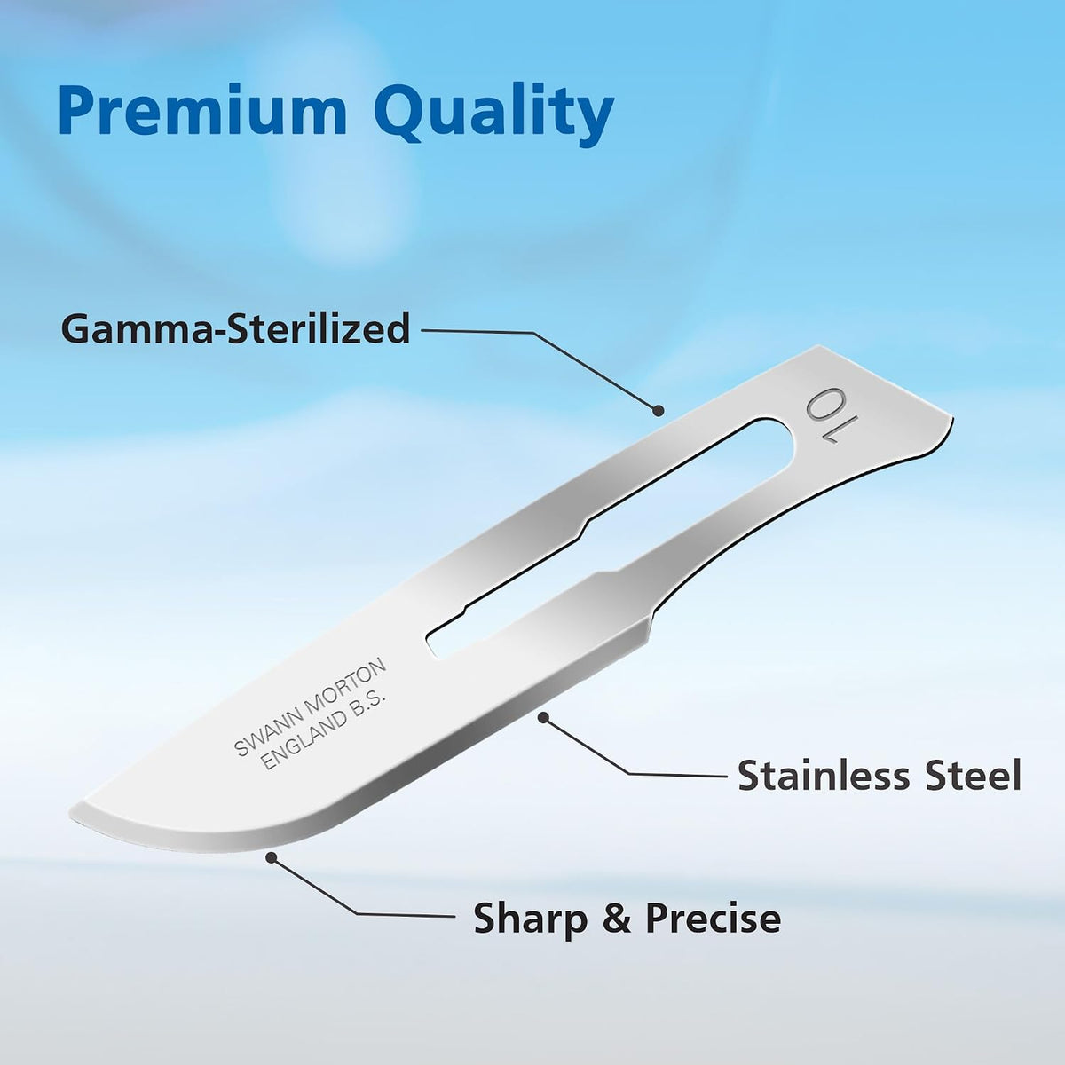 Swann Morton Dermaplane Butter Sterile, Stainless Blade Size 10R, 100 Pack