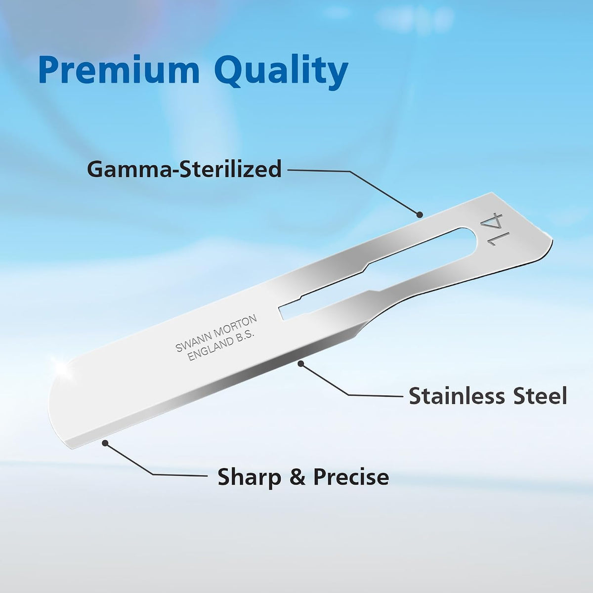 Swann Morton Dermaplane Sterile, Stainless Blade Size 14, 100 Pack