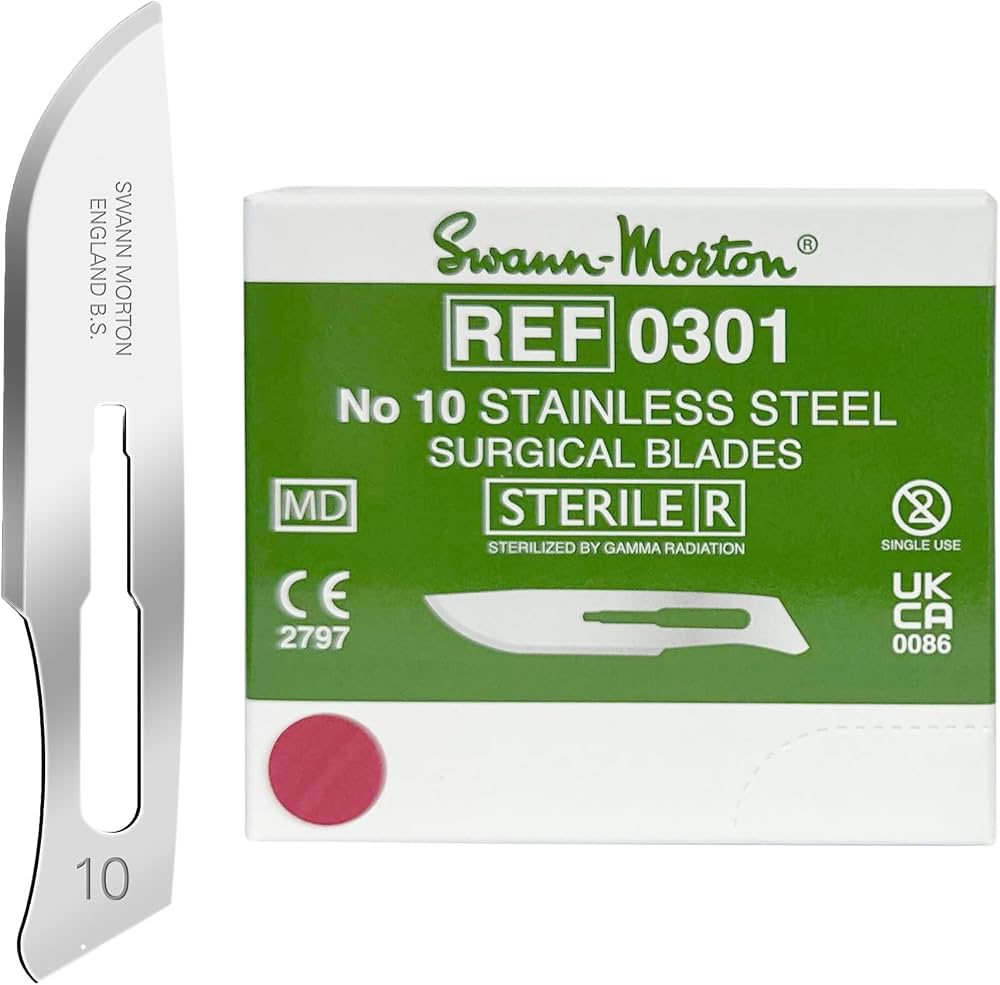 Swann Morton Dermaplane Sterile, Stainless Blade Size 10, 100 Pack