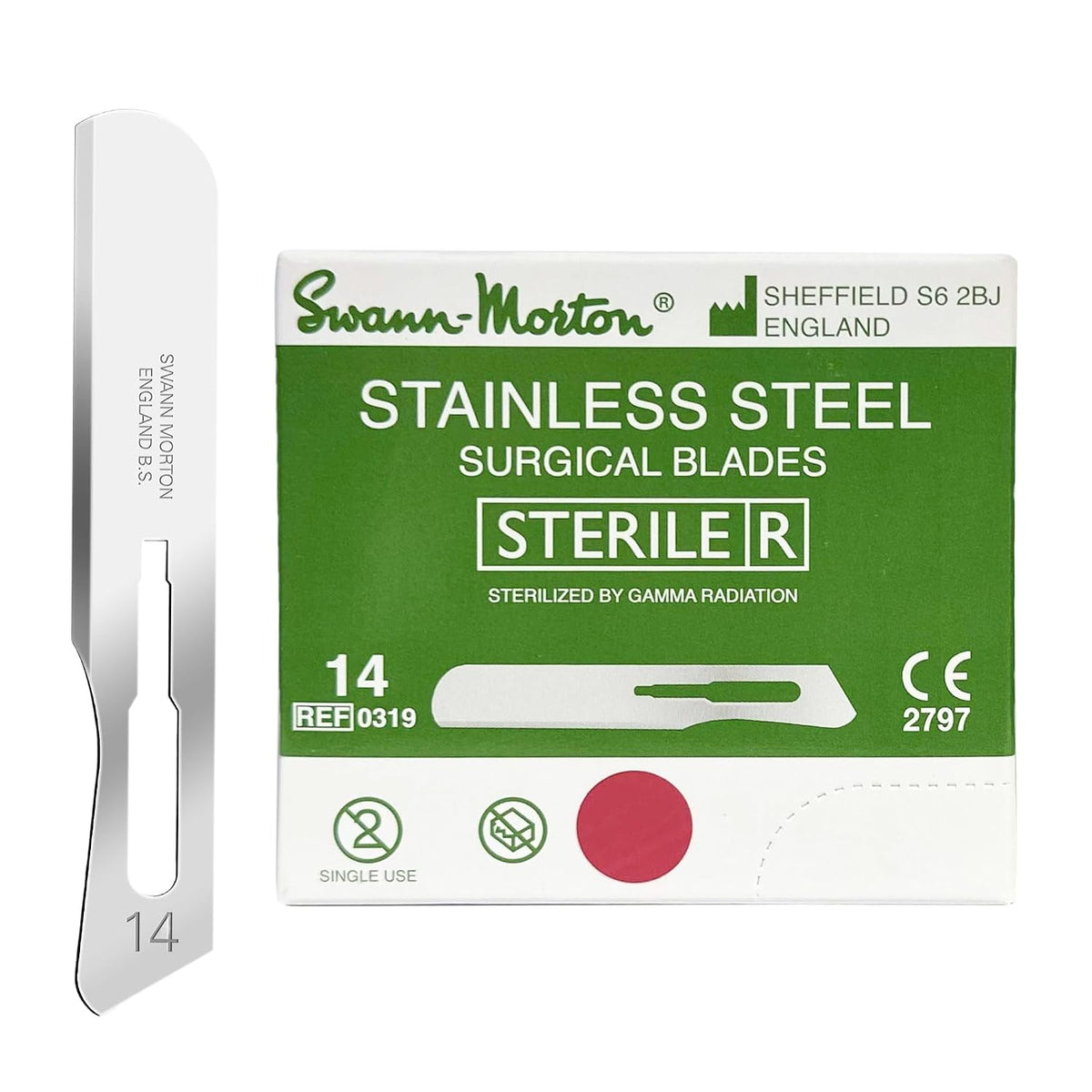 Swann Morton Dermaplane Sterile, Stainless Blade Size 14, 100 Pack