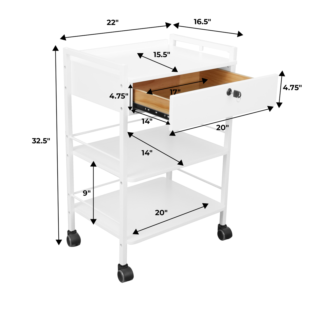 Pro Single Drawer Salon Trolley Cart