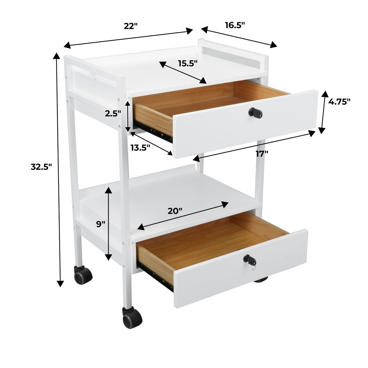 Pro Double Drawer Salon Trolley Cart