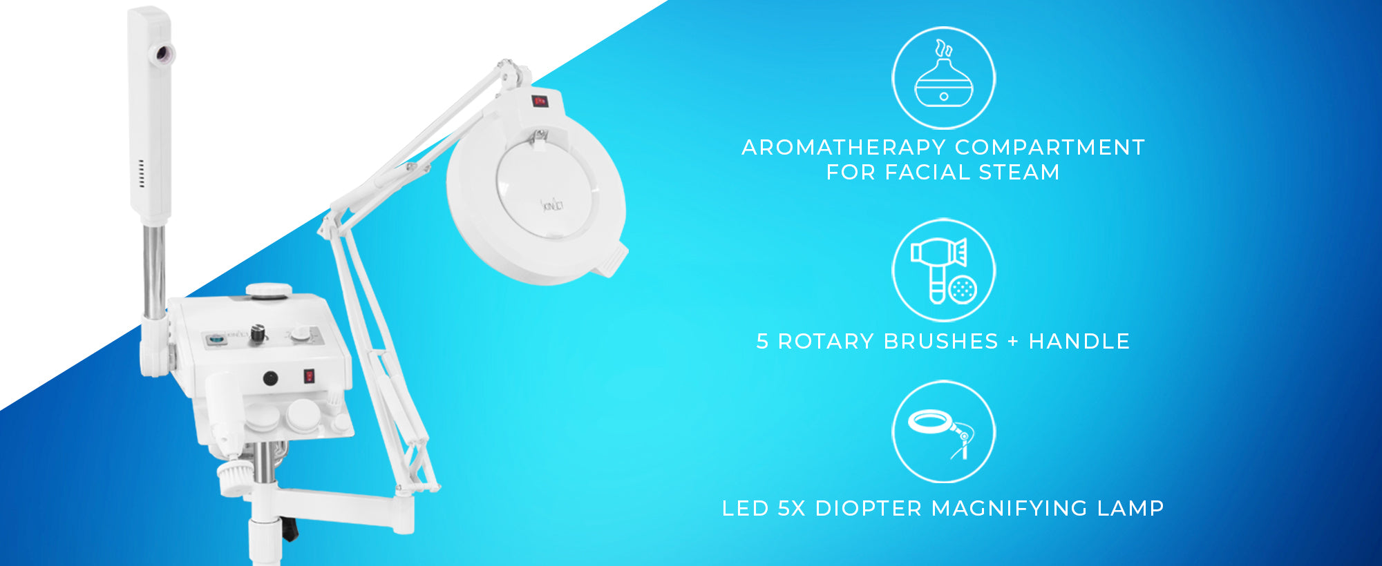 Facial Spa Aroma Ozone Steamer With Brush, Magnifying Lamp