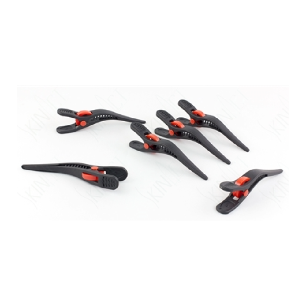 SkinAct Black Chemical Proof Hair Sectioning Clips 6 Pack