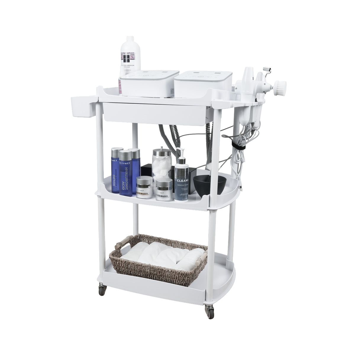 3-Shelf Spa Utility Cart with Drawer & Mag Lamp Holder