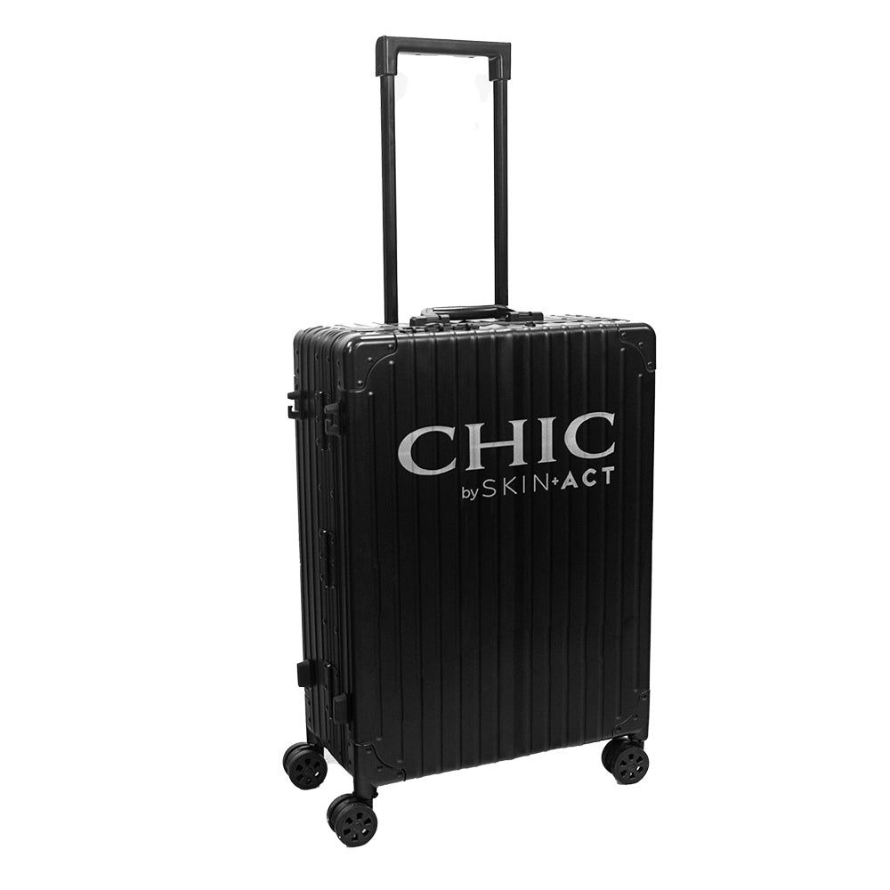 Aluminum Black Trolley Makeup Studio With LED And Bluetooth, Chic By SkinAct