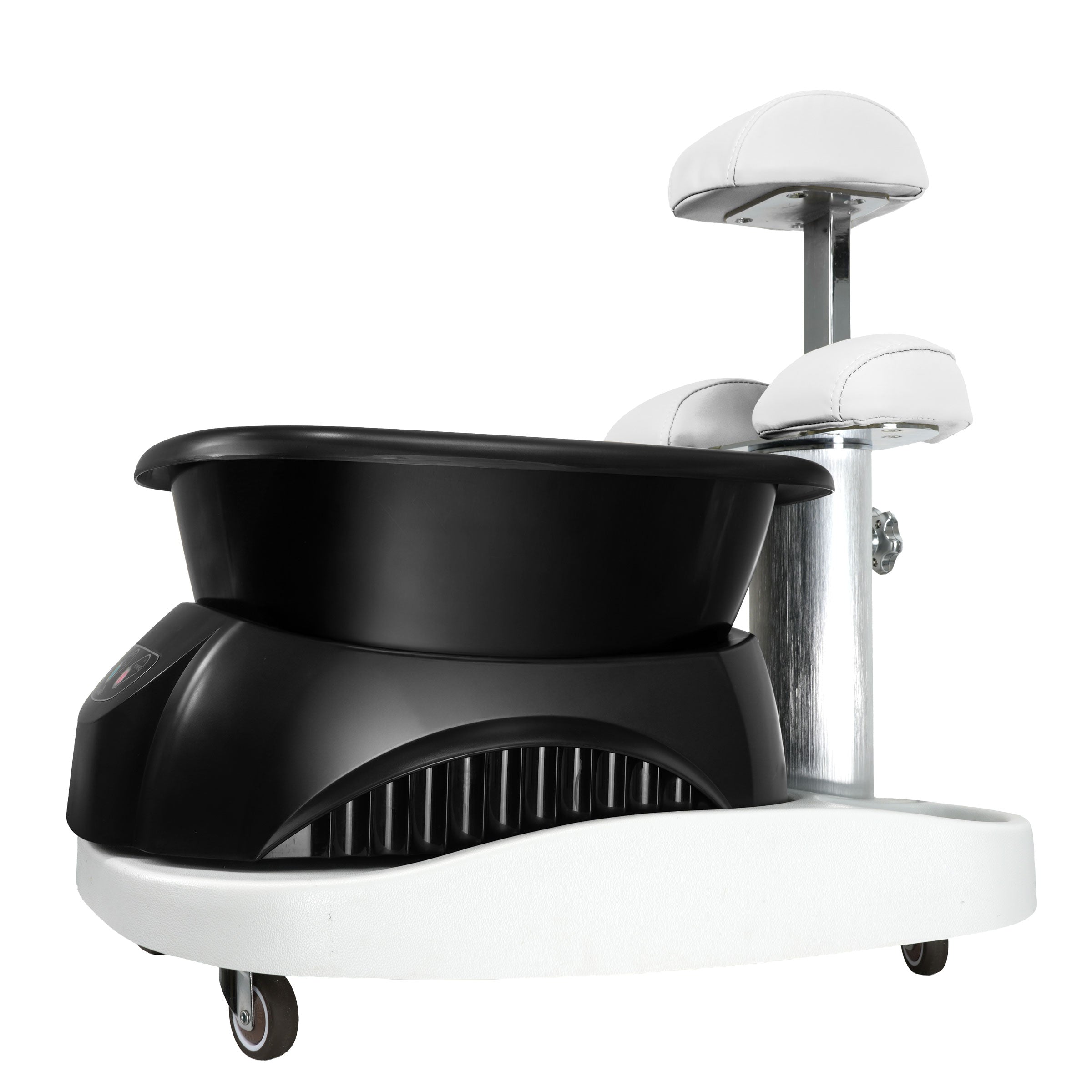 Milan Portable Foot Spa Base (white upholstery, white base) with SkinAct CleanPedi H6 Dual-Mode Foot Bath