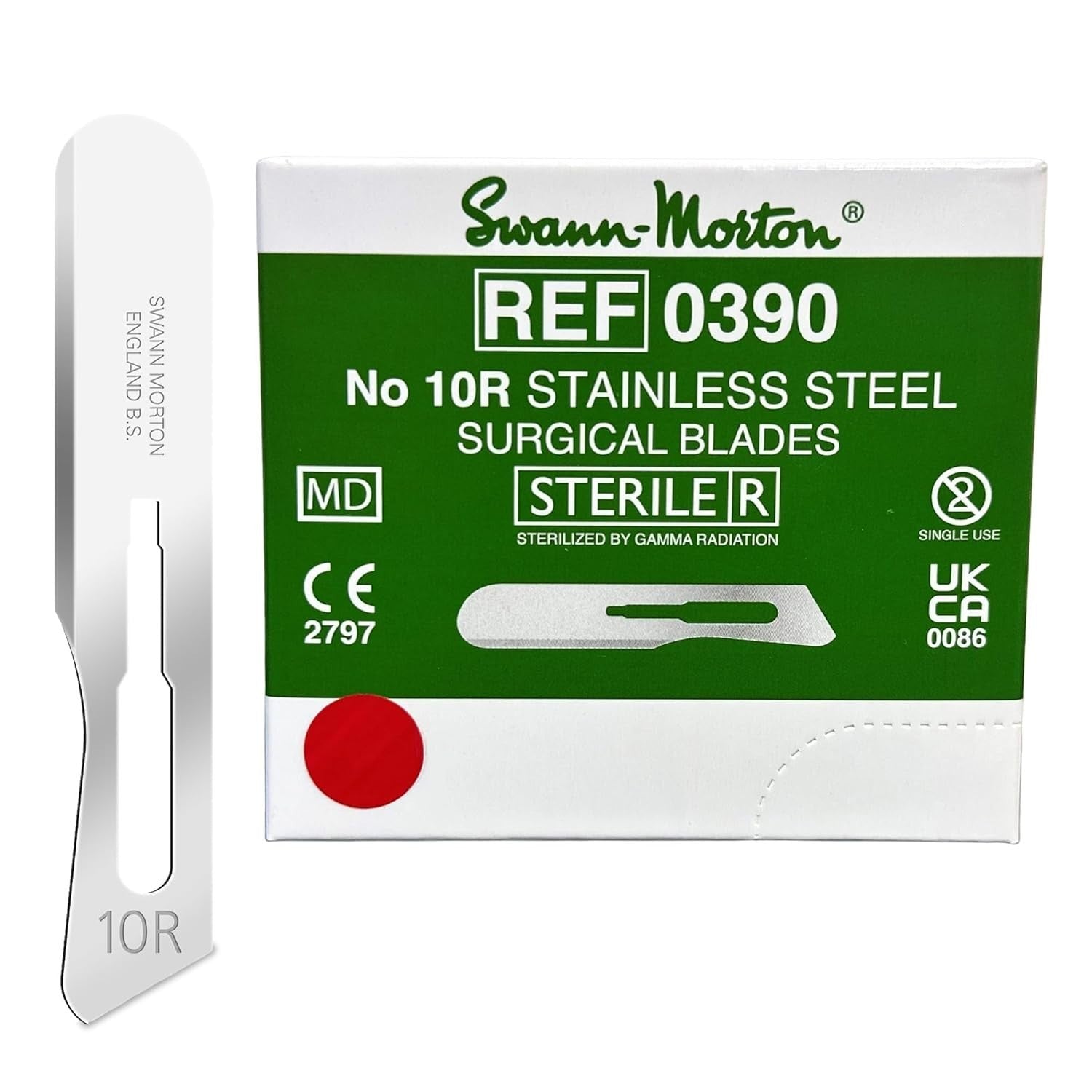 Swann Morton Dermaplane Butter Sterile, Stainless Blade Size 10R, 100 Pack