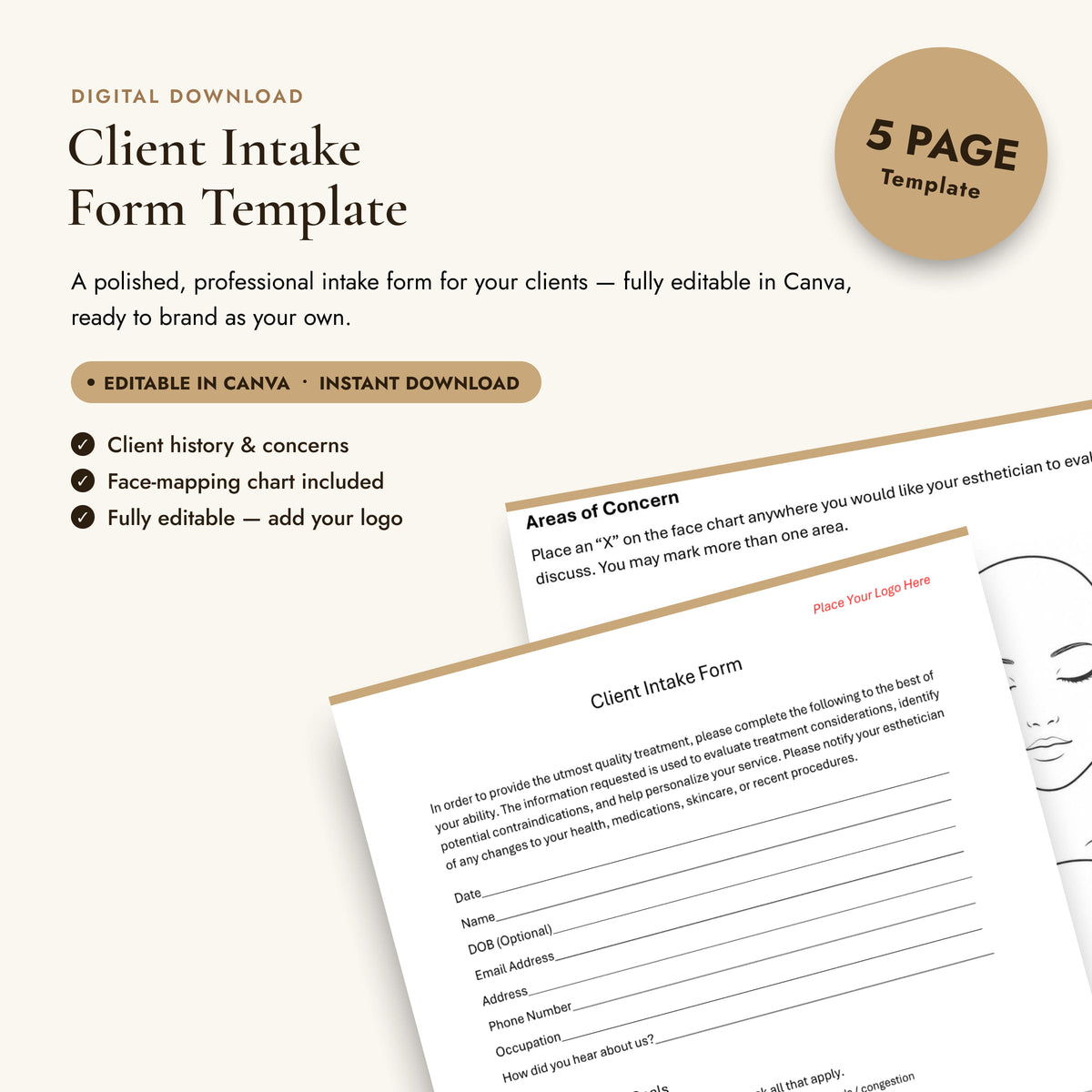 Client Intake & Skin Analysis Forms | Clinical Treatment Plan Bundle for MedSpa & Skincare Professionals