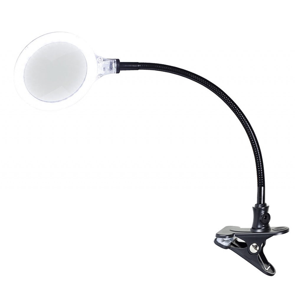 Tabletop Magnifying Led Light With Clamp in Black Color